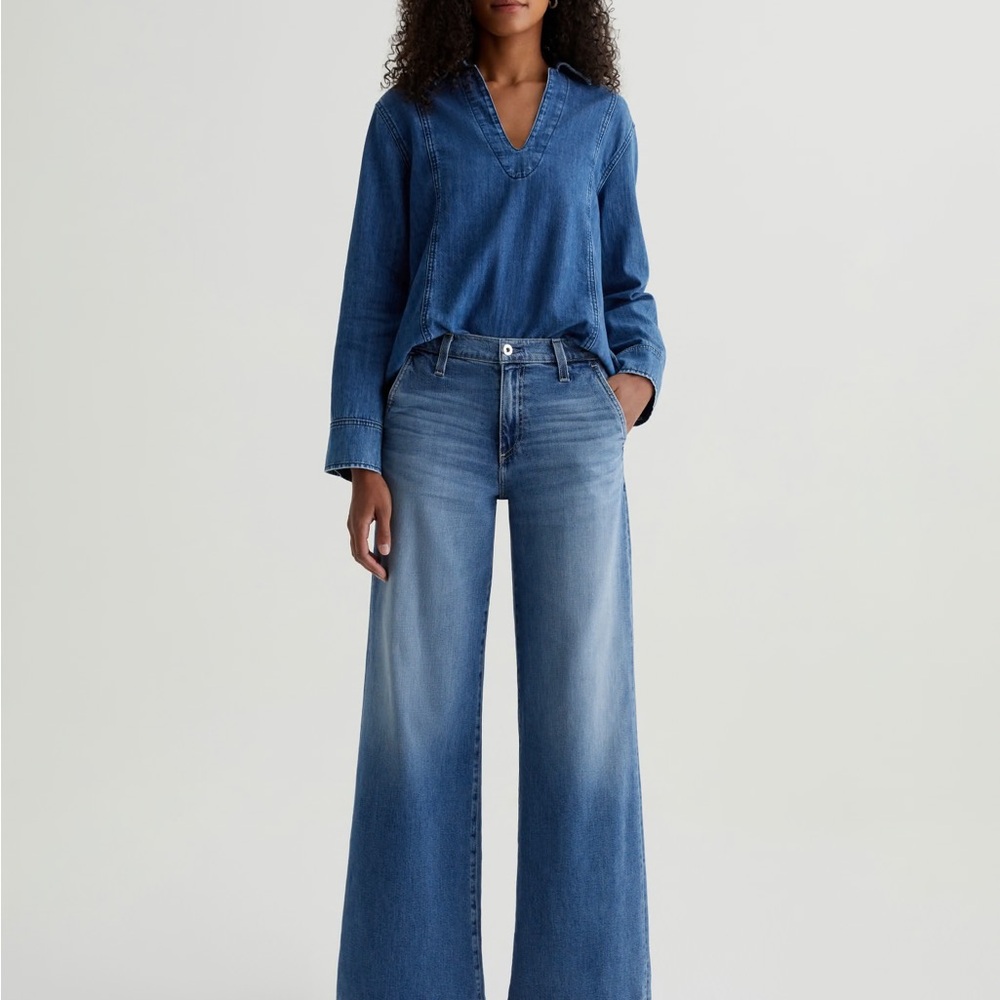 AG Adriano Goldschmied Stella Low Slung Palazzo Denim Jeans
Color Nautical Mile